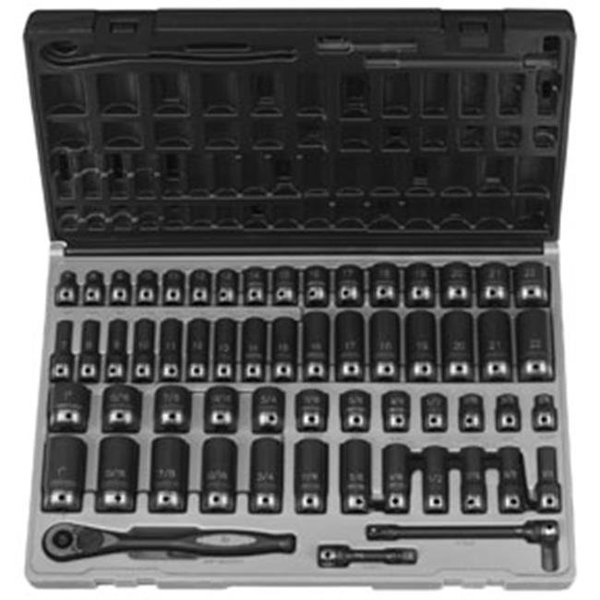 Grey Pneumatic Grey Pneumatic 81259CRD 0.38 in. Drive 59pc Fract. And Metric Duo-Socket Set - 12 Pt. GRY-81259CRD